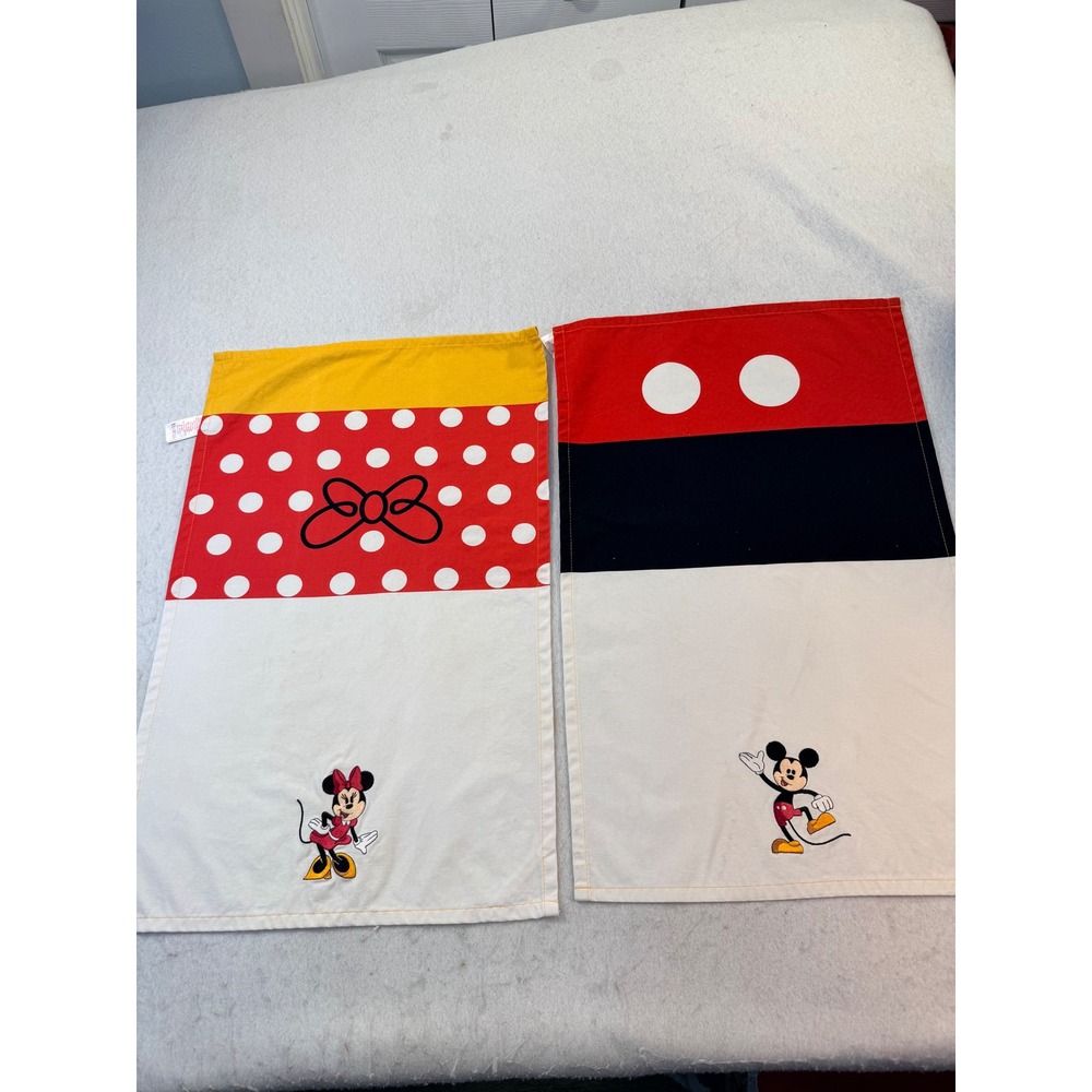 Disney Mickey‎ and Minnie Mouse Embroidered Kitchen Hand Towel Set Red White 2pc